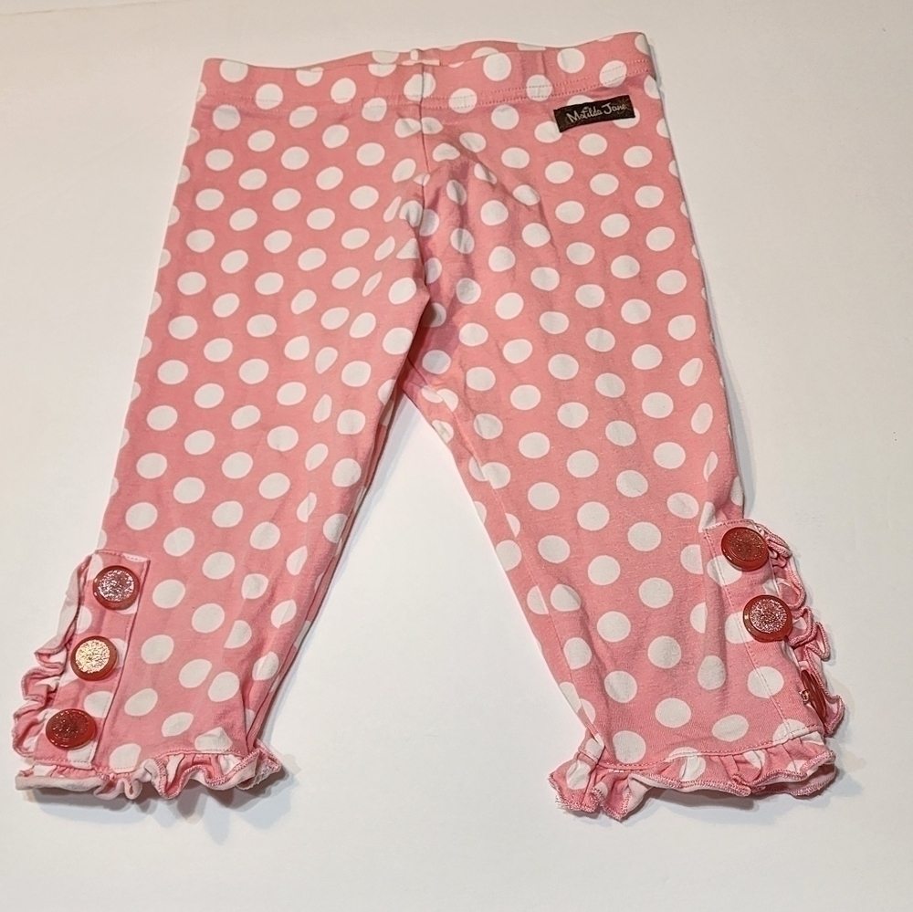 Matilda Jane Size 4 cropped leggings Candied Delight Pink polka dot